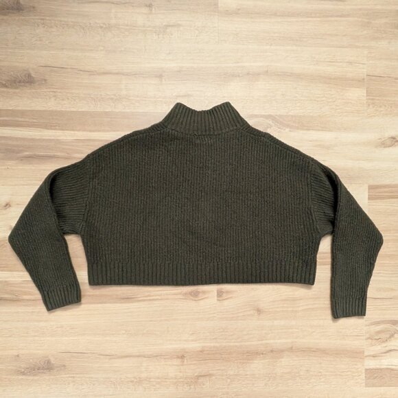 STAUD 100% Cashmere Half Zip Sweater Medium Olive Green Luxury Knit - Picture 7 of 10